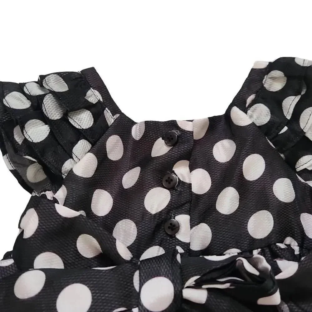 Laura Ashley Baby Girl Size 12M Brown Pink Polka Dot Flower Dress